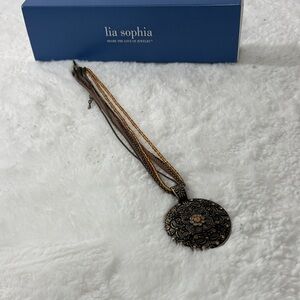 Lia Sophia Antique Bronze Floral Medallion Multi-Strand Necklace
